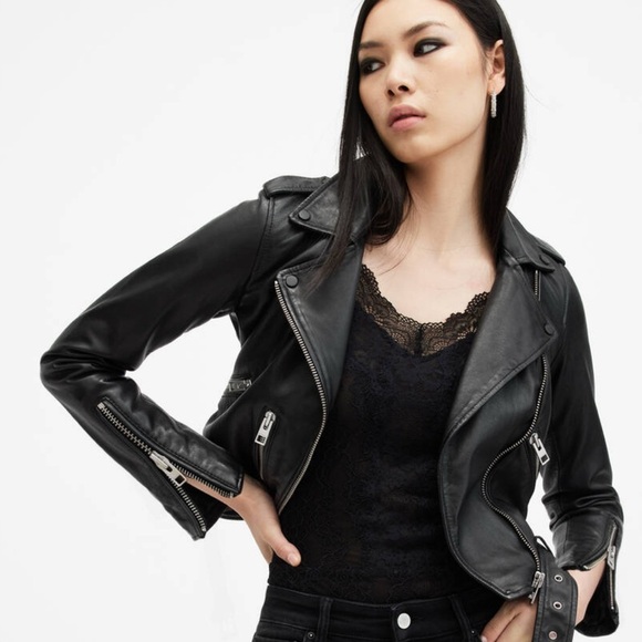 AllSaints Balfern Black Biker Jacket - Picture 9 of 10